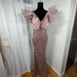Rose Gold (Pink) Sequin  Prom Dress